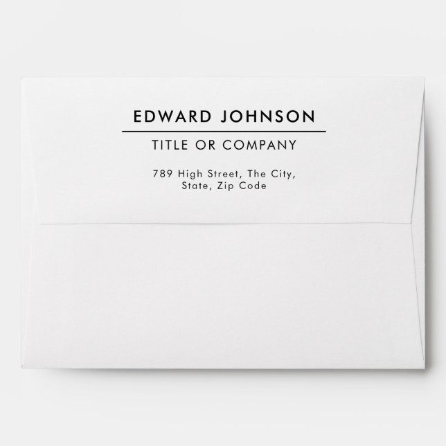 Minimalist Modern Professional Return Address Envelope (Back (Top Flap))