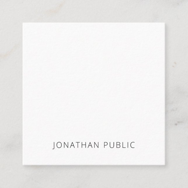 Minimalist Modern Professional Trendy Template Top Square Business Card (Front)