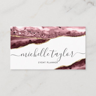 Minimalist modern purple agate signature script business card