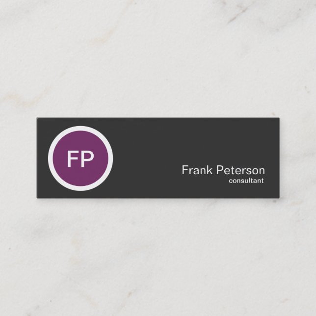 minimalist modern purple circle monogram mini business card (Front)