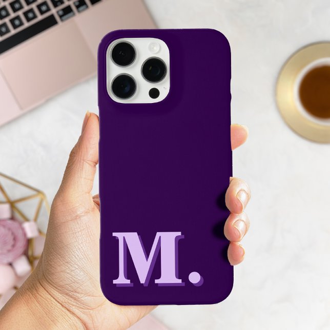 Minimalist Modern Purple Monogram Initial Case-Mate iPhone Case (Creator Uploaded)