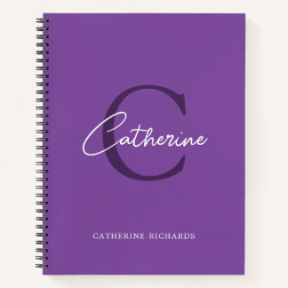 Minimalist Modern Purple Monogram Notebook