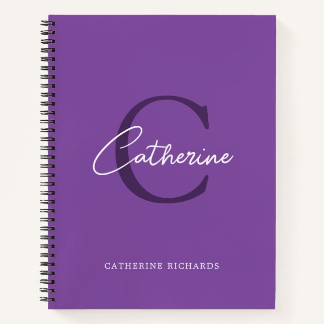 Minimalist Modern Purple Monogram Notebook (Front)