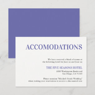 Minimalist Modern Purple Wedding Accommodation Enclosure Card