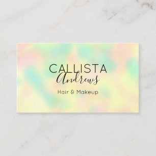 Minimalist Modern Rainbow Holograph Salon Business Card