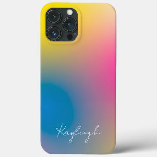 Minimalist Modern Rainbow Ombre w/ Custom Name iPhone 13 Pro Max Case