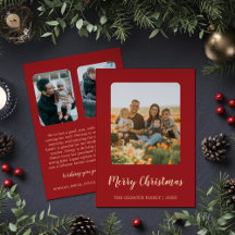 Minimalist Modern|Red 3 Photo Christmas Newsletter