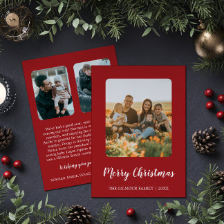 Minimalist Modern|Red 3 Photo Christmas Update Holiday Card
