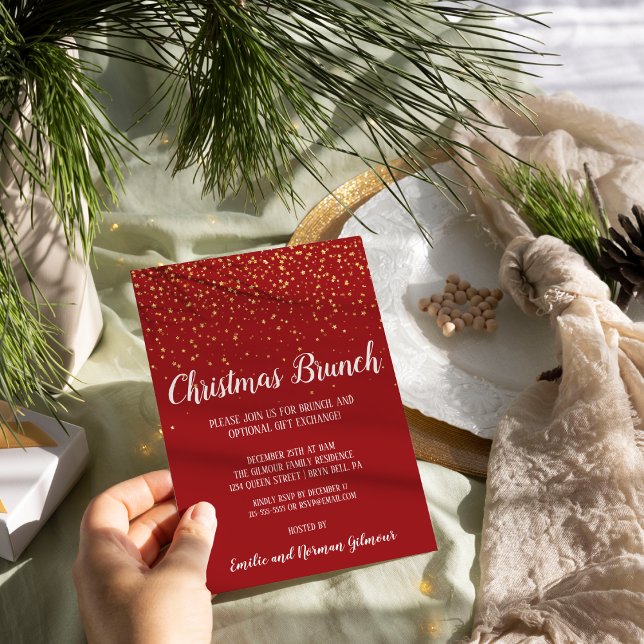 Minimalist Modern|Red Christmas Brunch Invitation (Creator Uploaded)