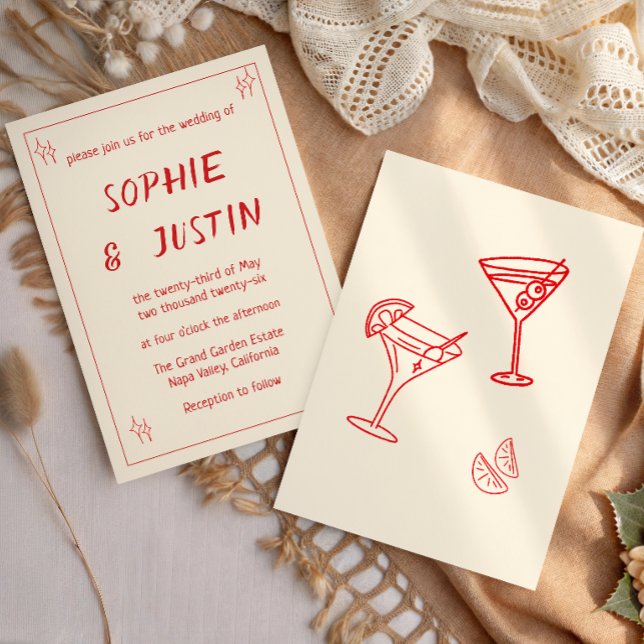 Minimalist Modern Red Typography Wedding Invitation (Creator Uploaded)