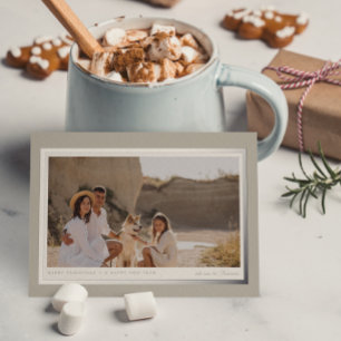 Minimalist Modern Repose Grey Silver 1 Photo Real  Foil Holiday Postcard