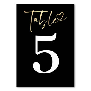 Minimalist Modern Romantic Black Table Number