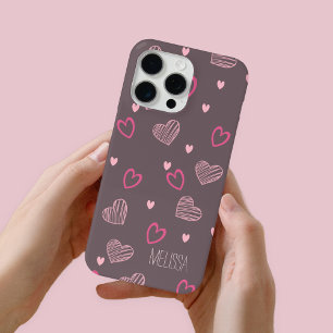 Minimalist Modern Romantic Heart Shape Pattern iPhone 15 Pro Max Case