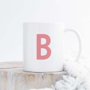 Minimalist modern rose pink letter monogram coffee mug
