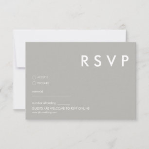 Minimalist Modern RSVP Card   Grey Wedding 
