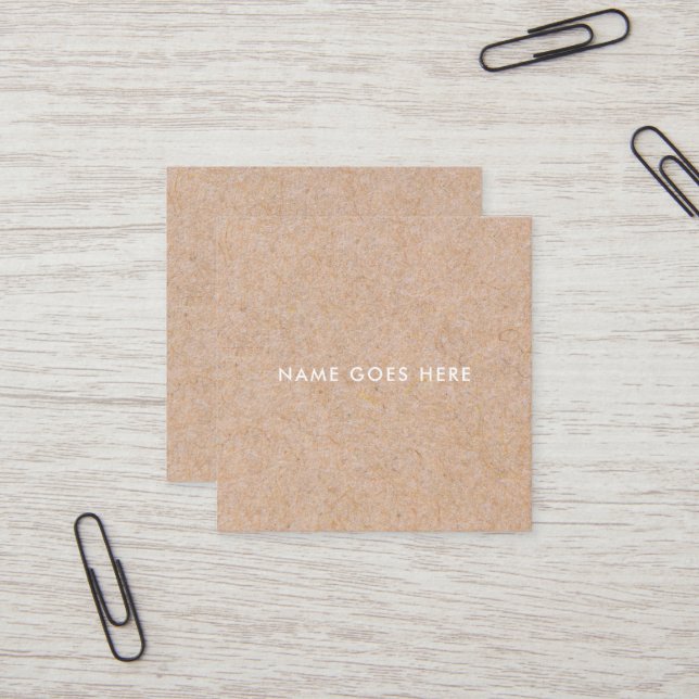 Minimalist Modern Rustic Kraft Square BusinessCard Square Business Card (Front/Back In Situ)