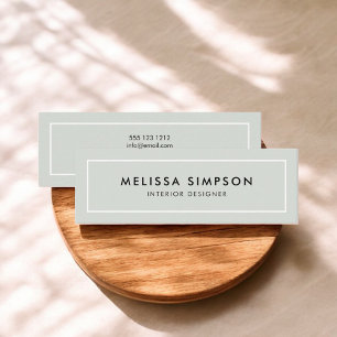 Minimalist Modern Sage Green Mini Business Card