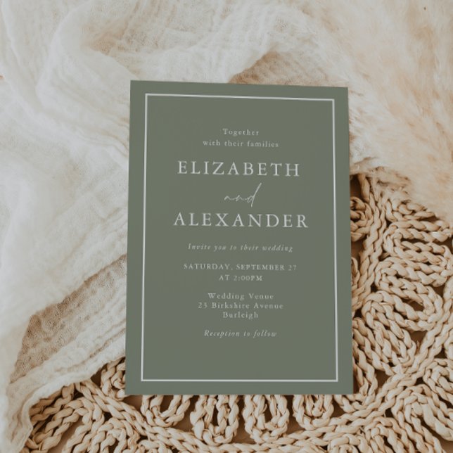 Minimalist Modern Sage Green & White Wedding Invitation (Creator Uploaded)