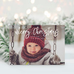Minimalist Modern Scrip Merry Christmas Photo Holiday Card<br><div class="desc">Elegant and simple holiday card featuring your photo paired with modern type. There is a subtle fading gradient to highlight your text. The back features a second photo with room for your own personalized sentiment. All text and colours are editable.</div>