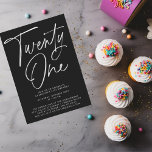 Minimalist Modern Script 21st Birthday Party  Invitation<br><div class="desc">Minimalist Modern Script 21st Birthday Party Invitation - A simple,  modern design with modern calligraphy script in black and white. Our high quality template makes it so easy to personalize your invitation.</div>