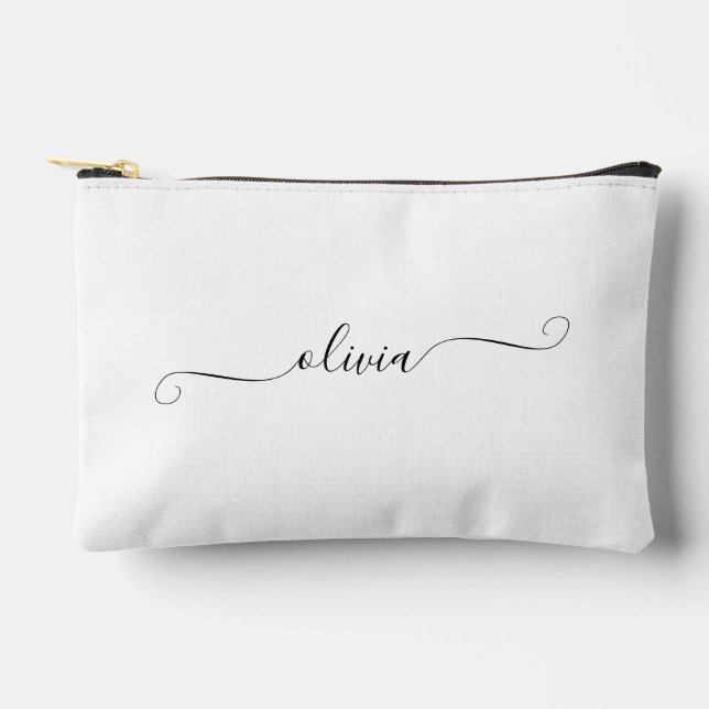 Minimalist Modern Script Add Name Personalized Accessory Pouch (Front)