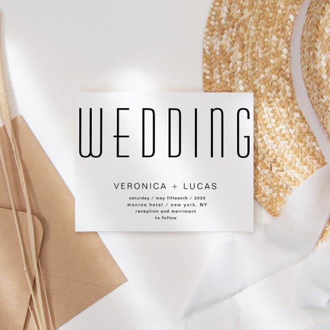 Minimalist Modern Script Black And White Wedding Invitation (Creator Uploaded)