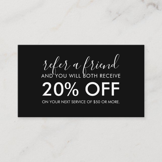 Minimalist Modern Script Black Referral (Front)