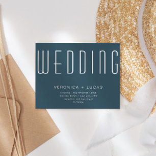 Minimalist Modern Script Blue And White Wedding Invitation