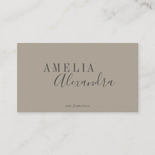 Minimalist Modern Script Boho Neutral Taupe Gray Business Card