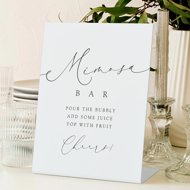 Minimalist Modern Script Bridal Shower Mimosa Bar Pedestal Sign (Minimalist Modern Script Bridal Shower Mimosa Bar Pedestal Sign)