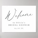 Minimalist modern script bridal shower welcome  poster<br><div class="desc">Modern script minimalist bridal shower welcome sign in charcoal black and white,  simple and elegant. 
See all the matching pieces in collection</div>