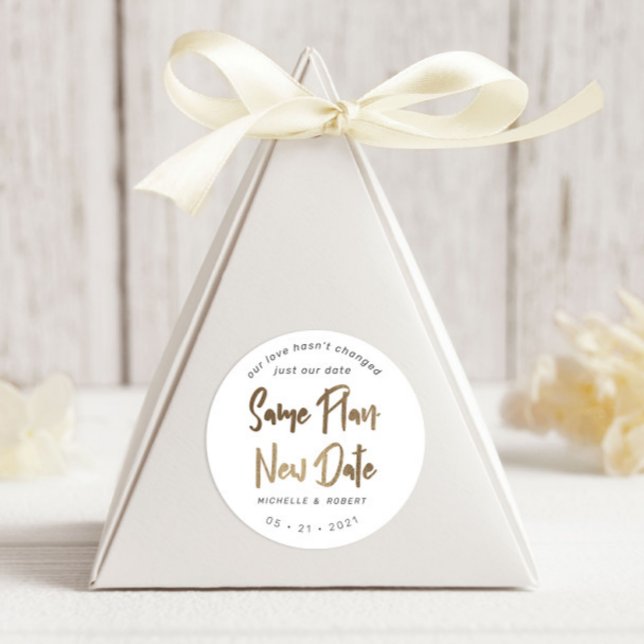 minimalist modern script change the date classic round sticker (Creator Uploaded)