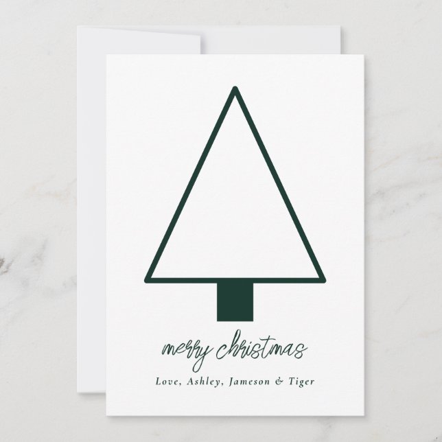 Minimalist Modern Script Christmas Pet Photo Holiday Card (Front)