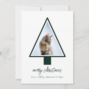 Minimalist Modern Script Christmas Pet Photo Holiday Card