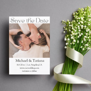  minimalist modern script couple photo save the date