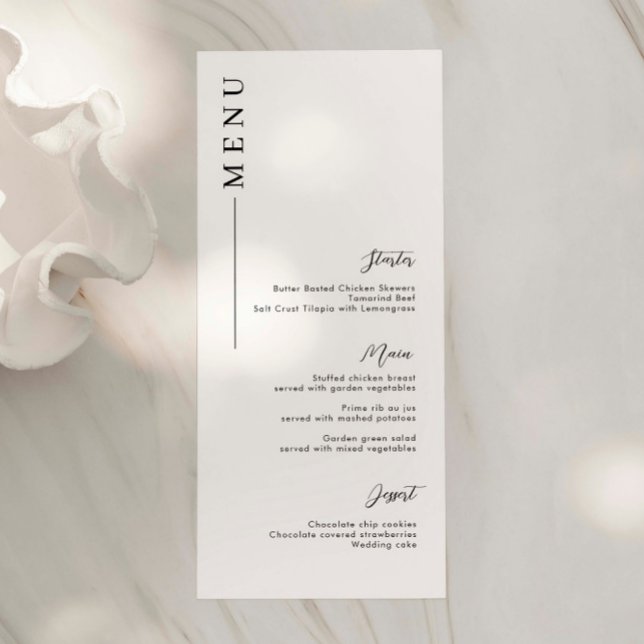 Minimalist Modern Script Font Wedding Menu Card (Creator Uploaded)