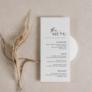 Minimalist Modern Script Font Wedding Menu Card