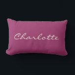 Minimalist Modern Script in Orchid Personalized   Lumbar Pillow<br><div class="desc">This custom throw pillow features your name in beautiful handwritten script lettering on a stylish orchid purple background. Great gift idea.</div>