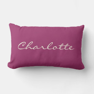 Minimalist Modern Script in Orchid Personalized   Lumbar Pillow