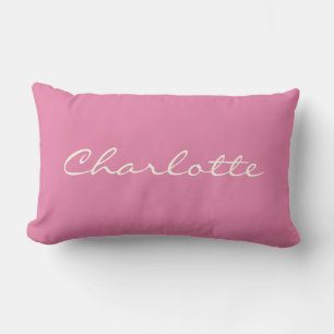 Minimalist Modern Script in Pink Personalized    Lumbar Pillow