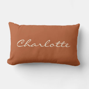 Minimalist Modern Script in Rust Personalized    Lumbar Pillow