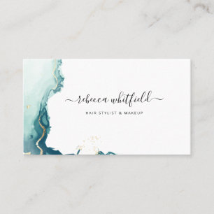 Minimalist Modern Script Marble Agate Pattern Business Card
