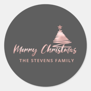 Minimalist modern script Merry Christmas  Classic Round Sticker
