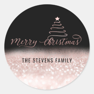Minimalist modern script Merry Christmas Classic Round Sticker