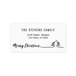 Minimalist modern script Merry Christmas Label