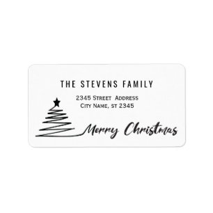 Minimalist modern script Merry Christmas Label