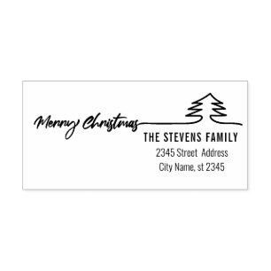 Minimalist modern script Merry Christmas Rubber Stamp