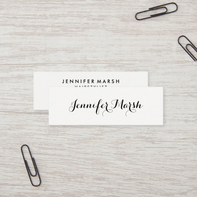 Minimalist Modern Script Mini Business Card (Front/Back In Situ)