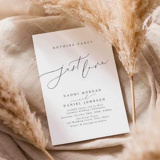 Minimalist Modern Script Nothing Fancy Just Love Invitation (Minimalist Modern Script Nothing Fancy Just Love Invitation)