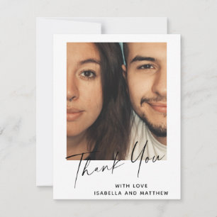 Minimalist Modern Script Personalized Custom Photo Thank You Card